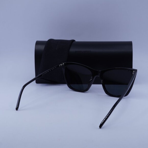 Saint Laurent SL 214 KATE THIN 001 Sunglasses Black Cat Eye Frame, Grey Lenses main image 5